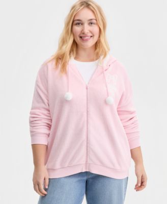 Trendy Plus Size Hello Kitty Pom-Pom Hoodie