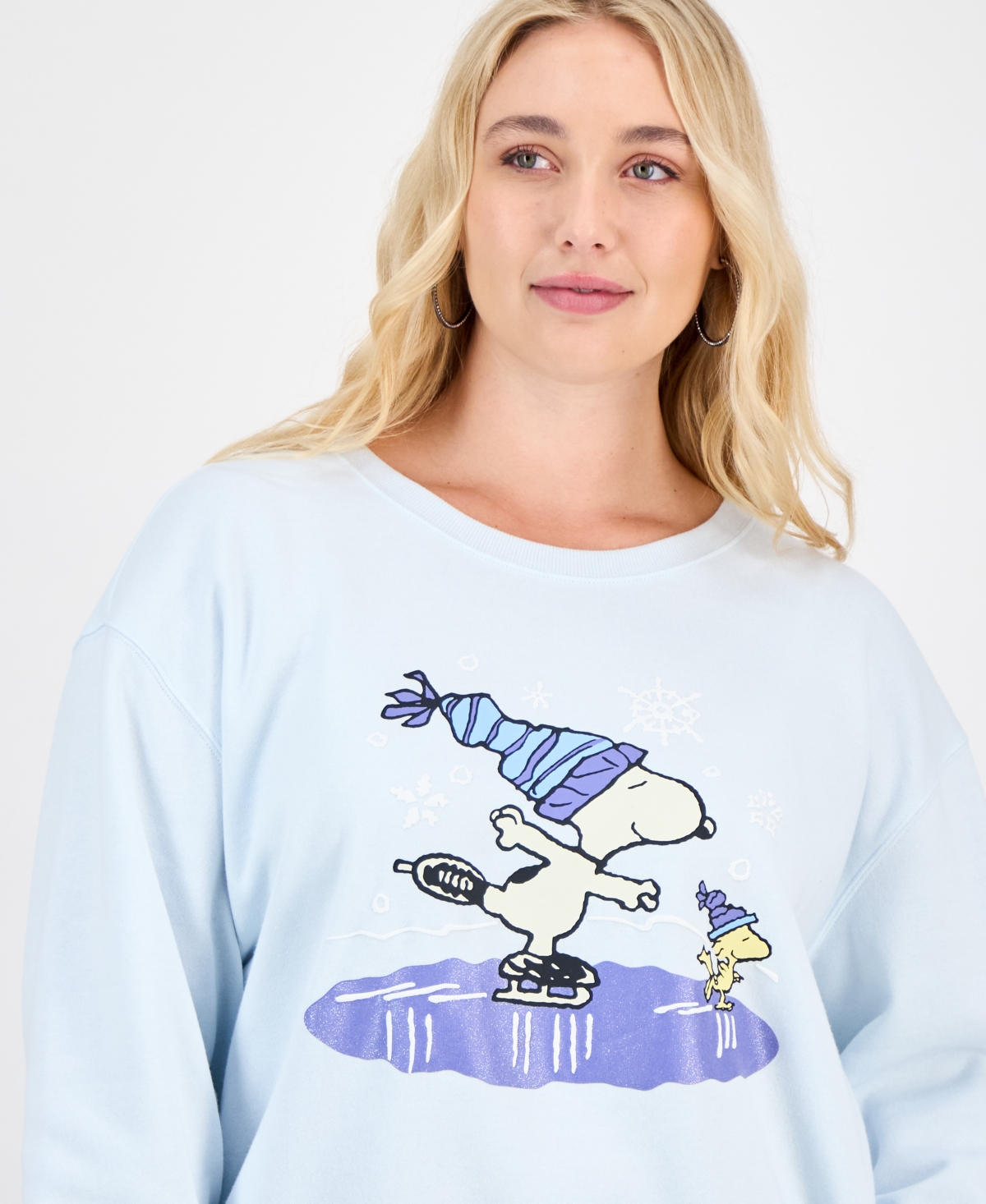 Love Tribe Trendy Plus Skating Snoopy Glitter Graphic Sweatshirt