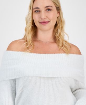Trendy Plus Size Off-The-Shoulder Sweater