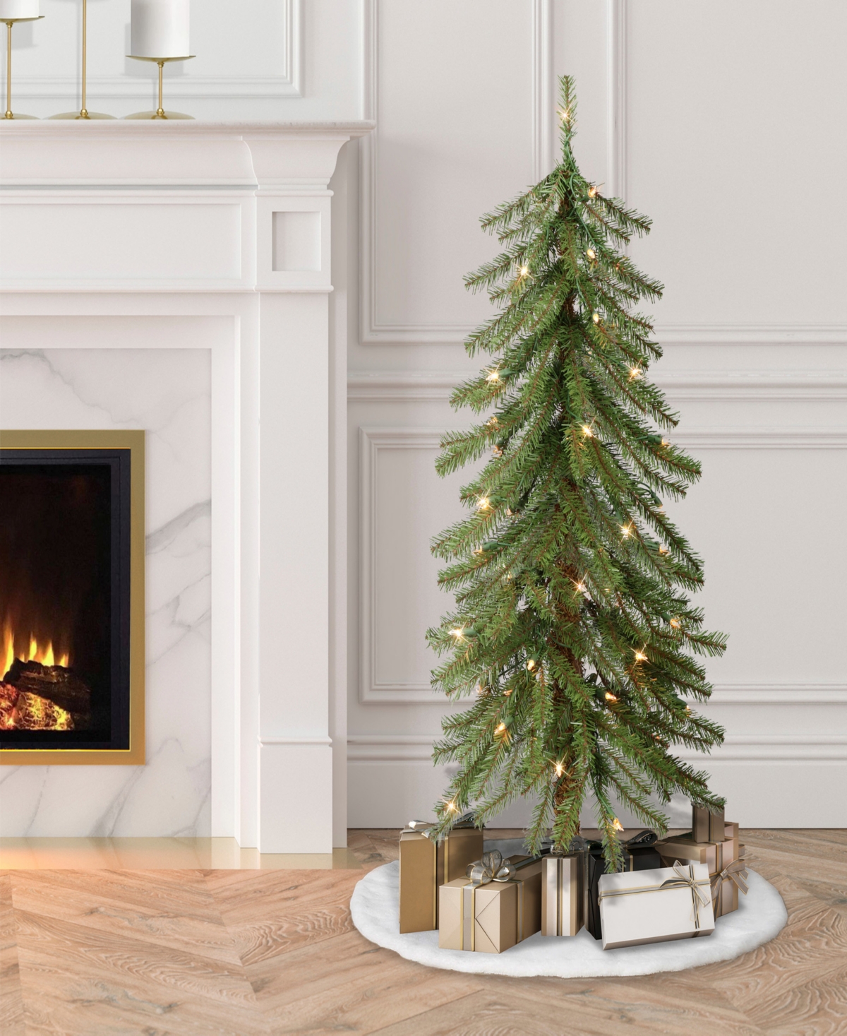 Puleo 4FT Pre-Lit Alpine Artificial Christmas Tree