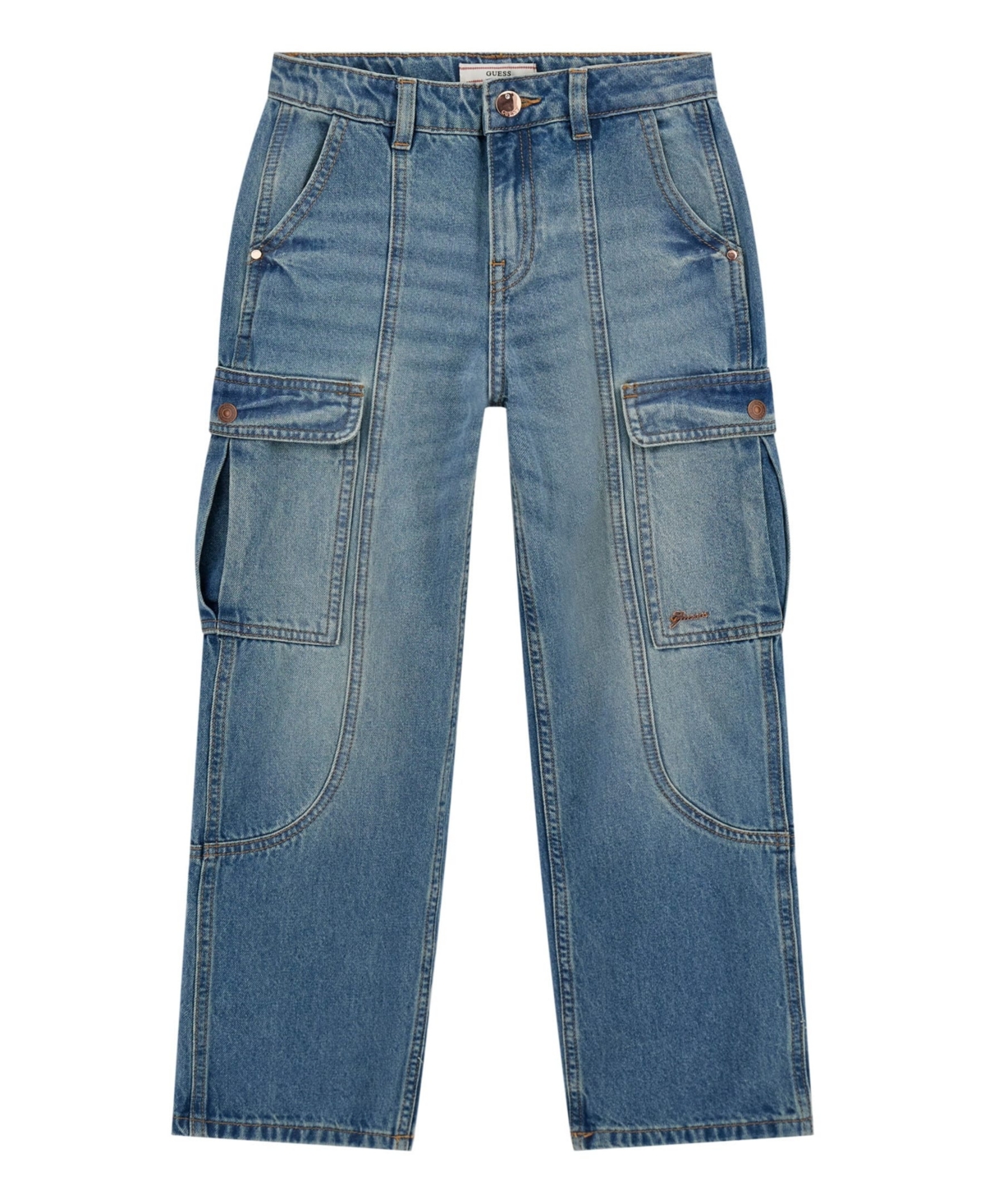 Guess Girls 7-16 Denim Cargo Pocket Jeans In Blue