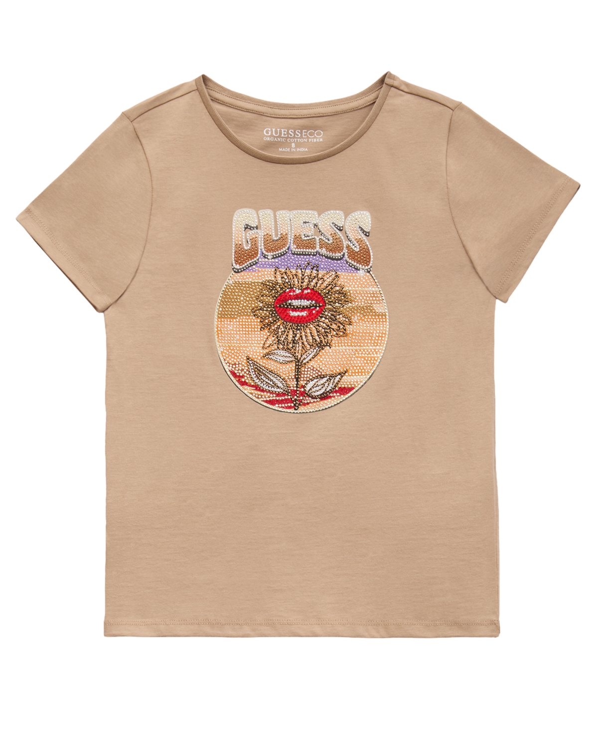 Guess Girls 7-16 Short-Sleeve Velour Rhinestone-Embellished Logo T-Shirt