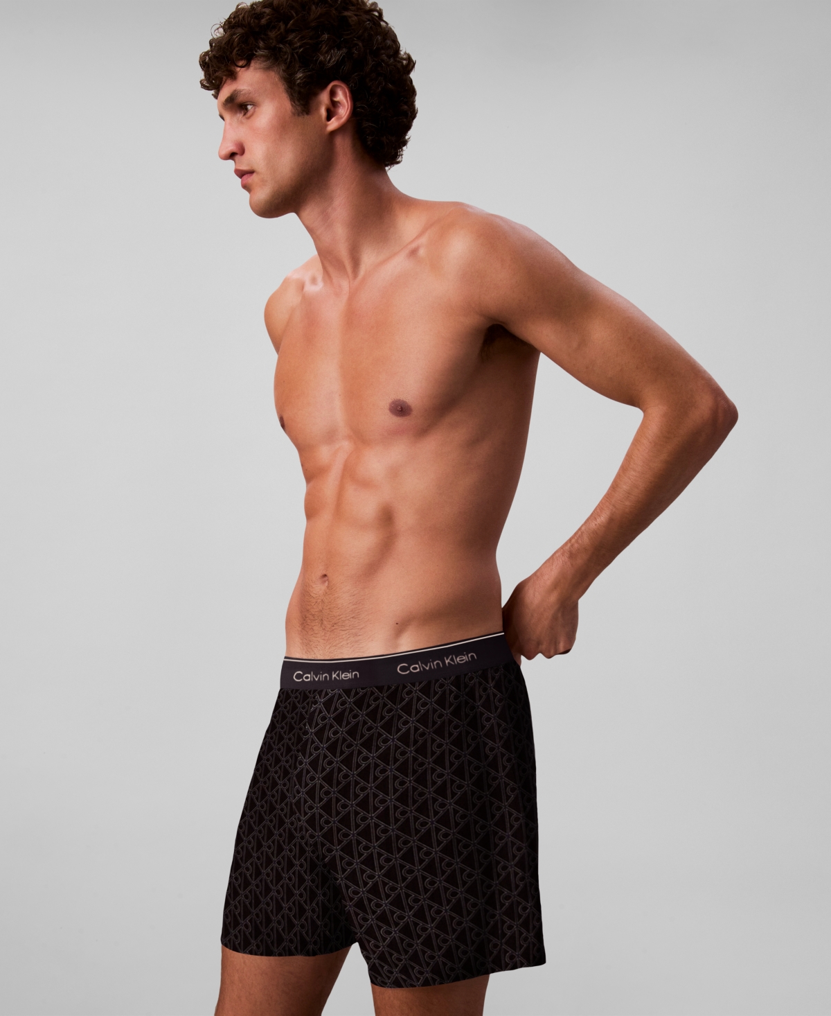 Calvin Klein Men's Striped Boxer In Black