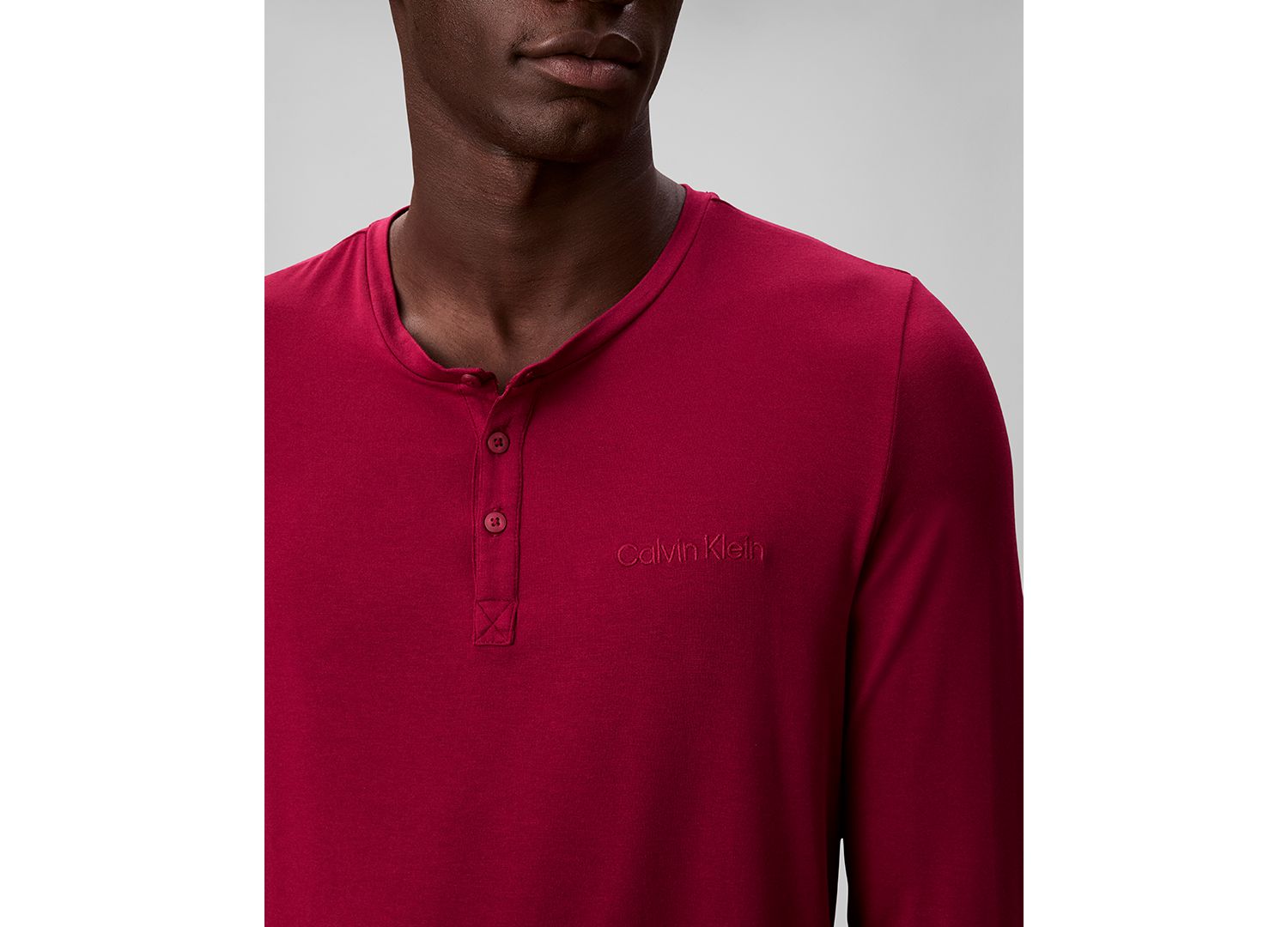Men's Henley Neck Sleep Top