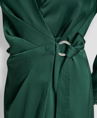 Women's Long Sleeve Surplice Midi Wrap Dress