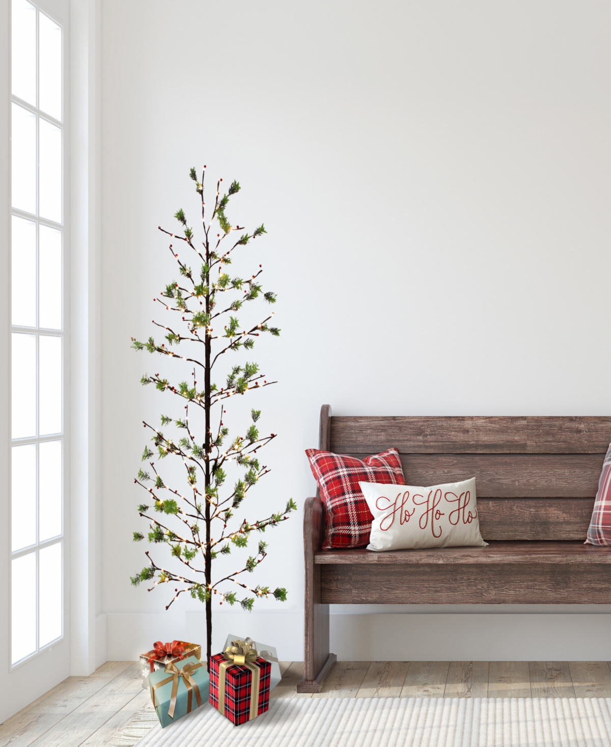 Puleo 6FT Red Berry Led Artificial Tree