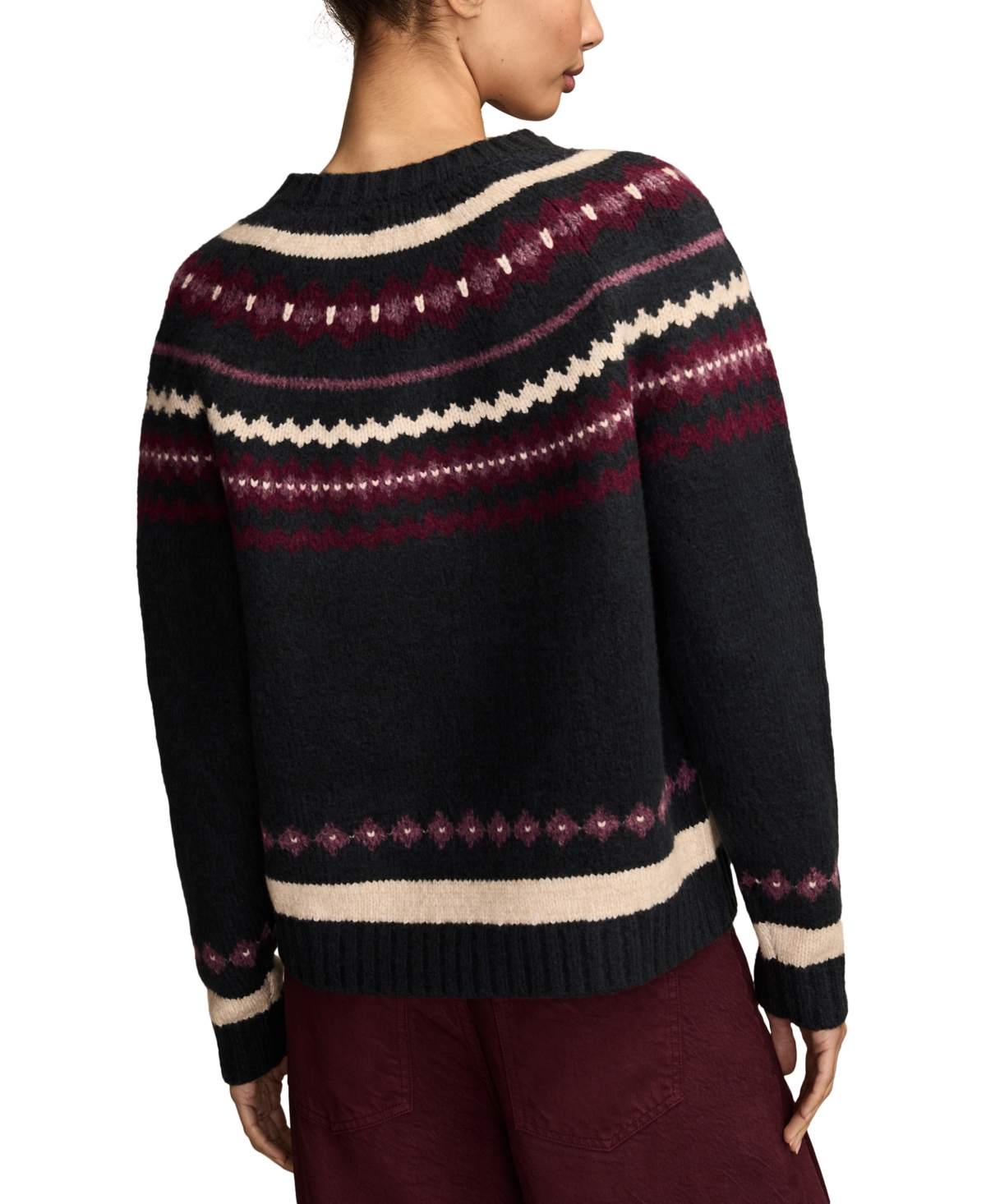 Lucky Brand Fair Isle Crewneck Sweater In Black