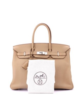 Pre-Owned Hermes Birkin 35 Handbag Light Togo with Palladium Hardware