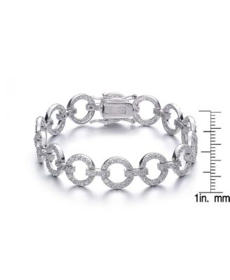 Sterling Silver Cubic Zirconia Circle Link Bracelet