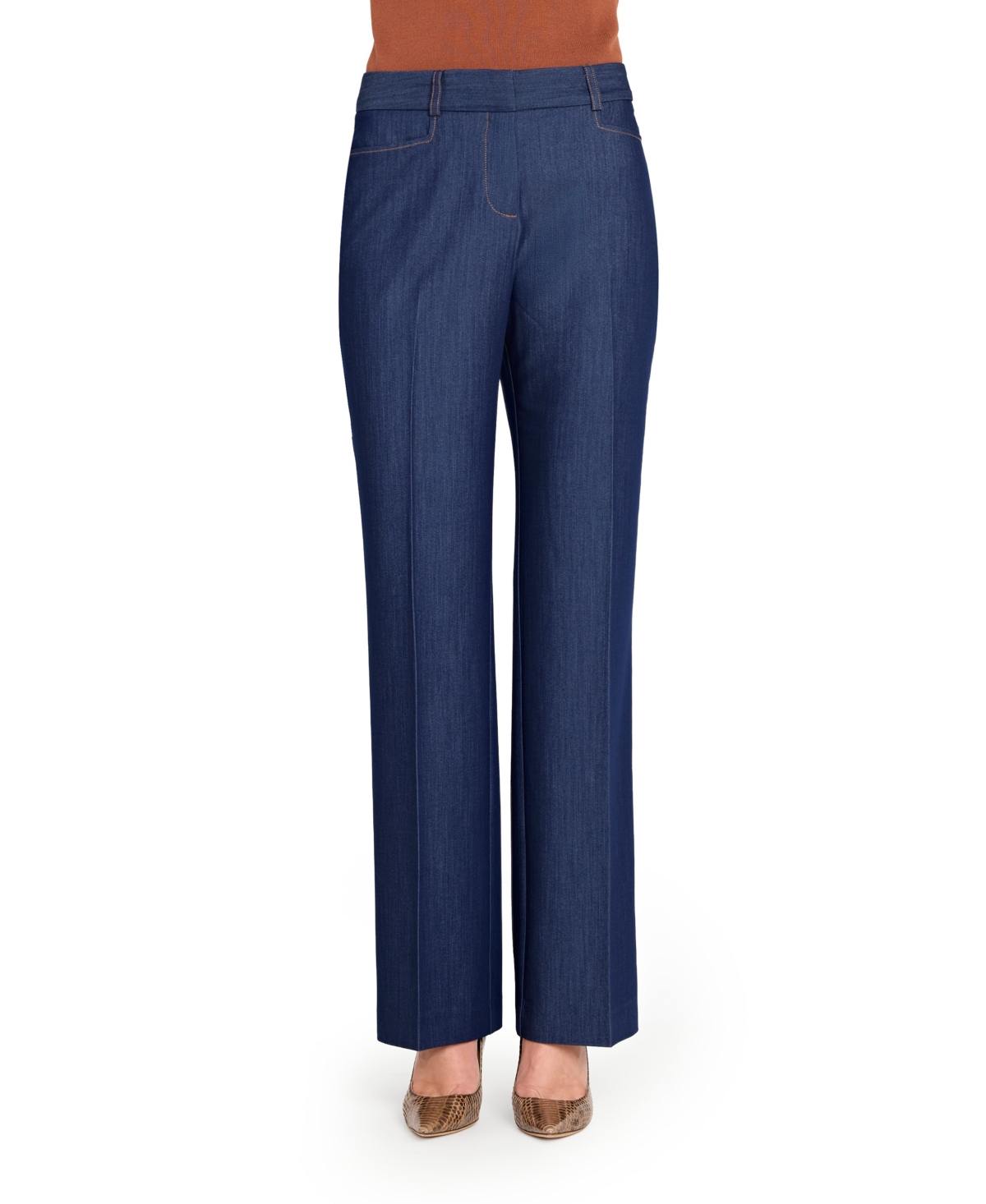 Tahari Asl Straight Leg Trouser Jeans In Blue