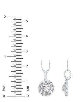 Diamond Halo Adjustable 18" Pendant Necklace (1 ct. t.w.) in 14k White Gold