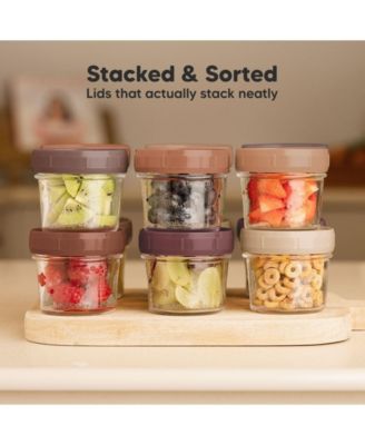 12pk Prep Baby Food Storage Containers, 4 oz Leak-Proof, BPA Free Glass Baby Food Jars for Feeding