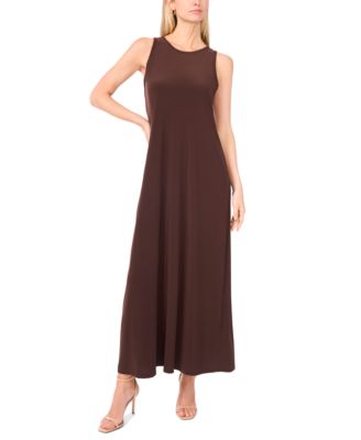 Women's Sleeveless Keyhole-Back Crewneck Maxi Dress