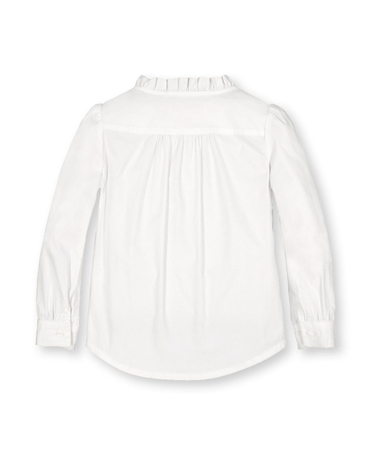 Baby Girls Hope and Henry Long Sleeve Ruffle Neck Button Down Blouse with Pintucking