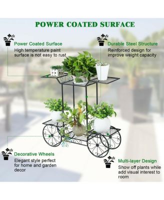 6-Tier Garden Cart Stand Flower Rack Display Decor Flower Pot Plant Holder