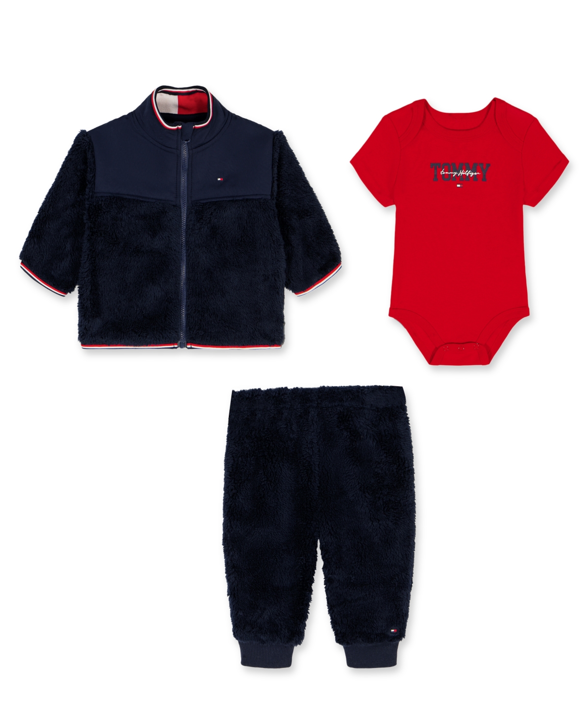 Tommy Hilfiger Baby Boys 3-piece Bodysuit, Jacket, And Pants Set In Multi