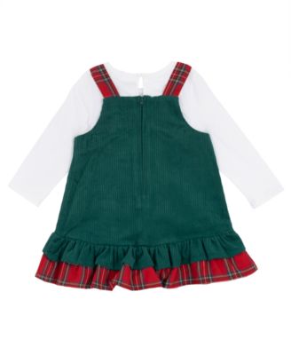 Baby Girl Santa Sleigh Jumper Dress and Ribbed Top, 2-Piece Set