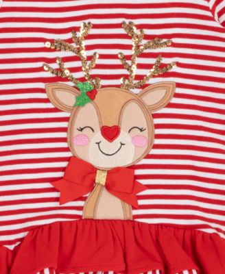 Baby Girl Reindeer Applique Top and Polka Dots Leggings, 2-Piece Set