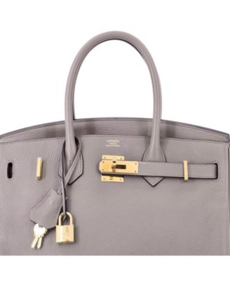 Birkin 30 Handbag Grey Novillo with Gold Hardware