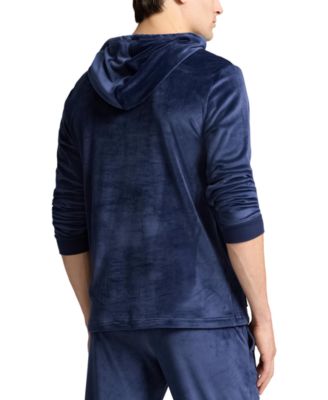 Men's Plush Velour Long Sleeve Regular Fit Pajama Hoodie