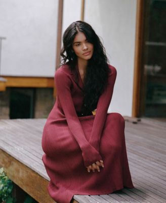 Women's Crinkle Knit Midi Dress