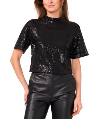 Vince Camuto - Women's Sequins Short Sleeve Top