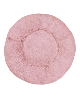 Maisie Bohemian Glam Faux Fur Round Fluffy Calming Donut Pet Bed with Washable Cover