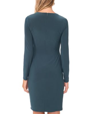 Women's Ruched Asymmetric Long Sleeve Dress