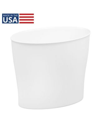 Small Oval Plastic Bathroom Trash Can - Set of 2 - White - Made in USA