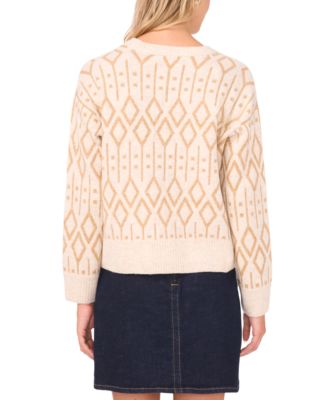 Women's Cozy Crewneck Jacquard Long-Sleeve Sweater