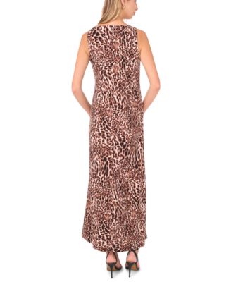 Women's Crewneck Animal-Print Gathered Twist Dress
