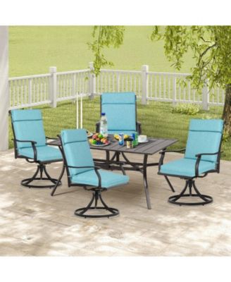 Outdoor High Back Dining Chair Cushion with Ties and Zipper, 44"x21"x3.2", Set of 2