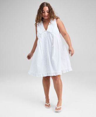 And Now This - Trendy Plus Size Cotton Babydoll Dress