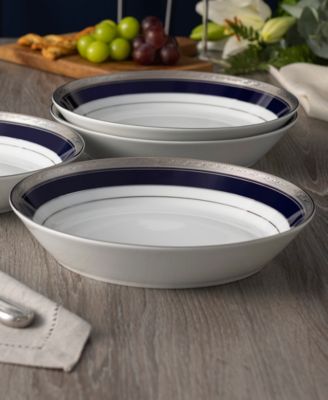 Crestwood Cobalt Platinum Set of 4 Coupe Dinner Bowls, 9-3/4", 43 oz.