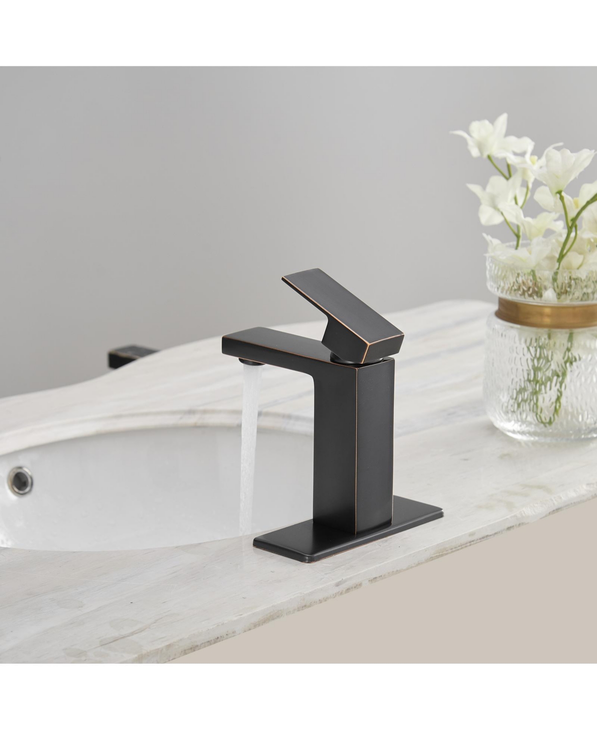 Greenspring Single Handle Hole Low-Arc Bathroom Faucet with Supply Line