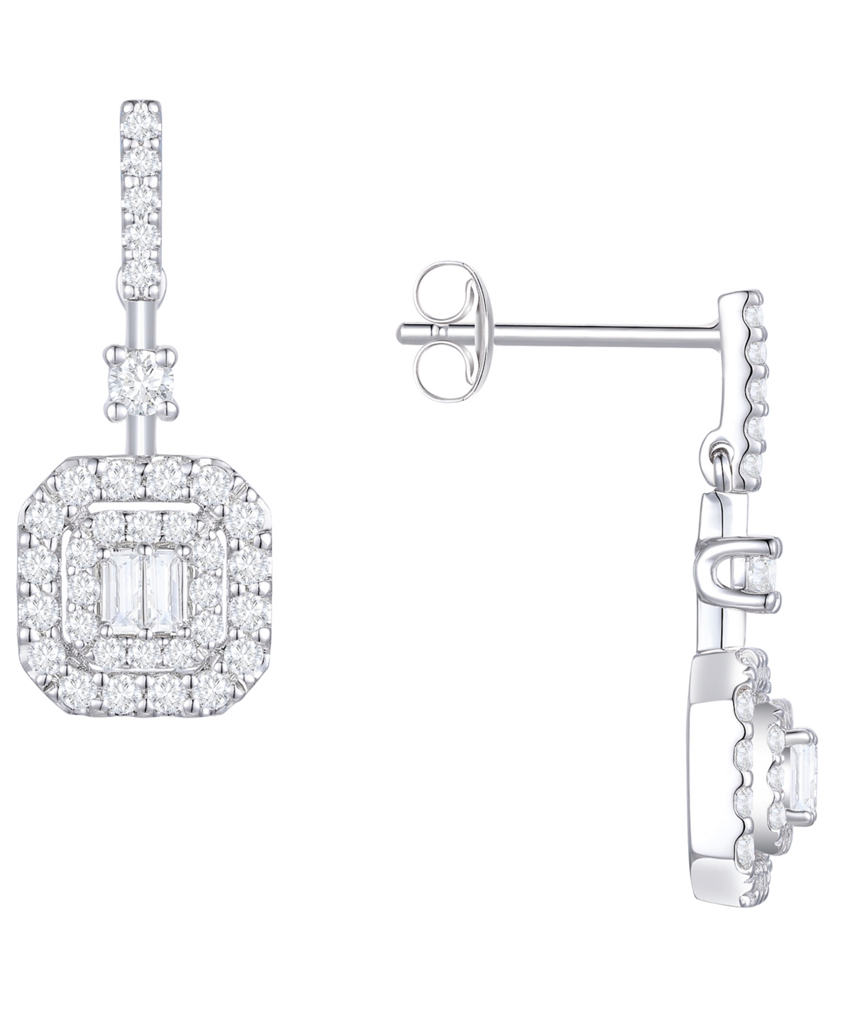 Macy's Diamond Earrings (1/2 Ct. T.w.) In 10k White Gold In Silver