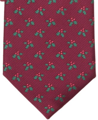 Men's Christmas Holly Printed Tie, Macy's Exclusive