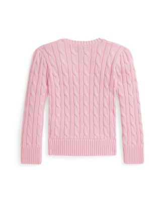Girls' 2T-6x Long-Sleeve Cable-Knit Cotton Sweater