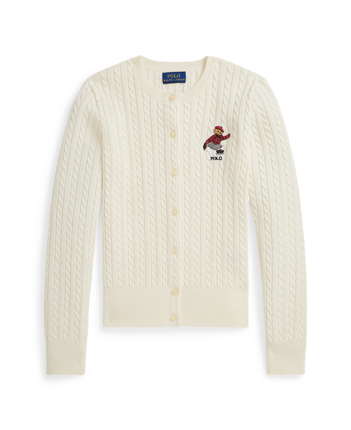 Polo Ralph Lauren Girls 7-16 Long Sleeves Mini-Cable Cardigan