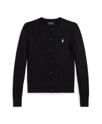 Girls 7-16 Metallic Cable Cotton-Blend Cardigan Sweater