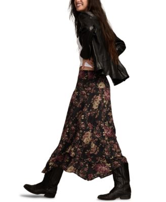 Women's Floral Drop Waist Midi Skirt
