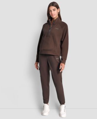 DKNY Women's Studded-Logo Half-Zip Sweatshirt
