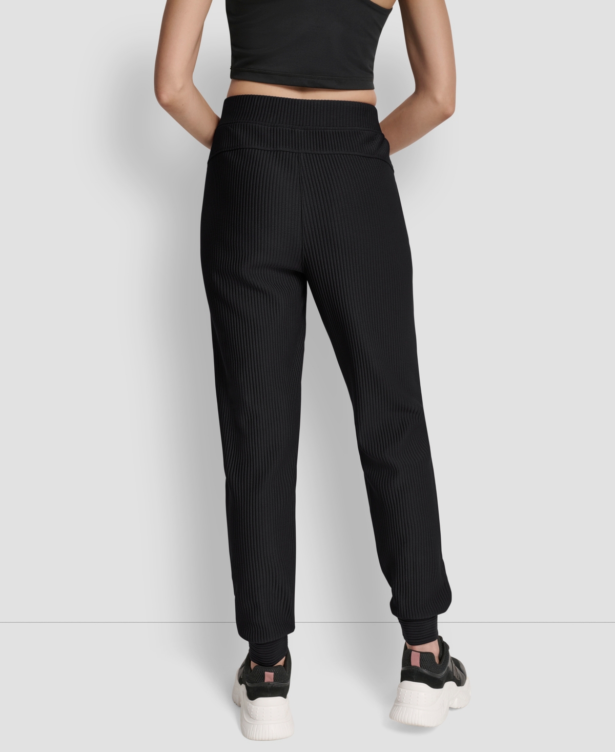 Dkny Women's Tech Ottoman Cuffed High Rise Joggers In Black