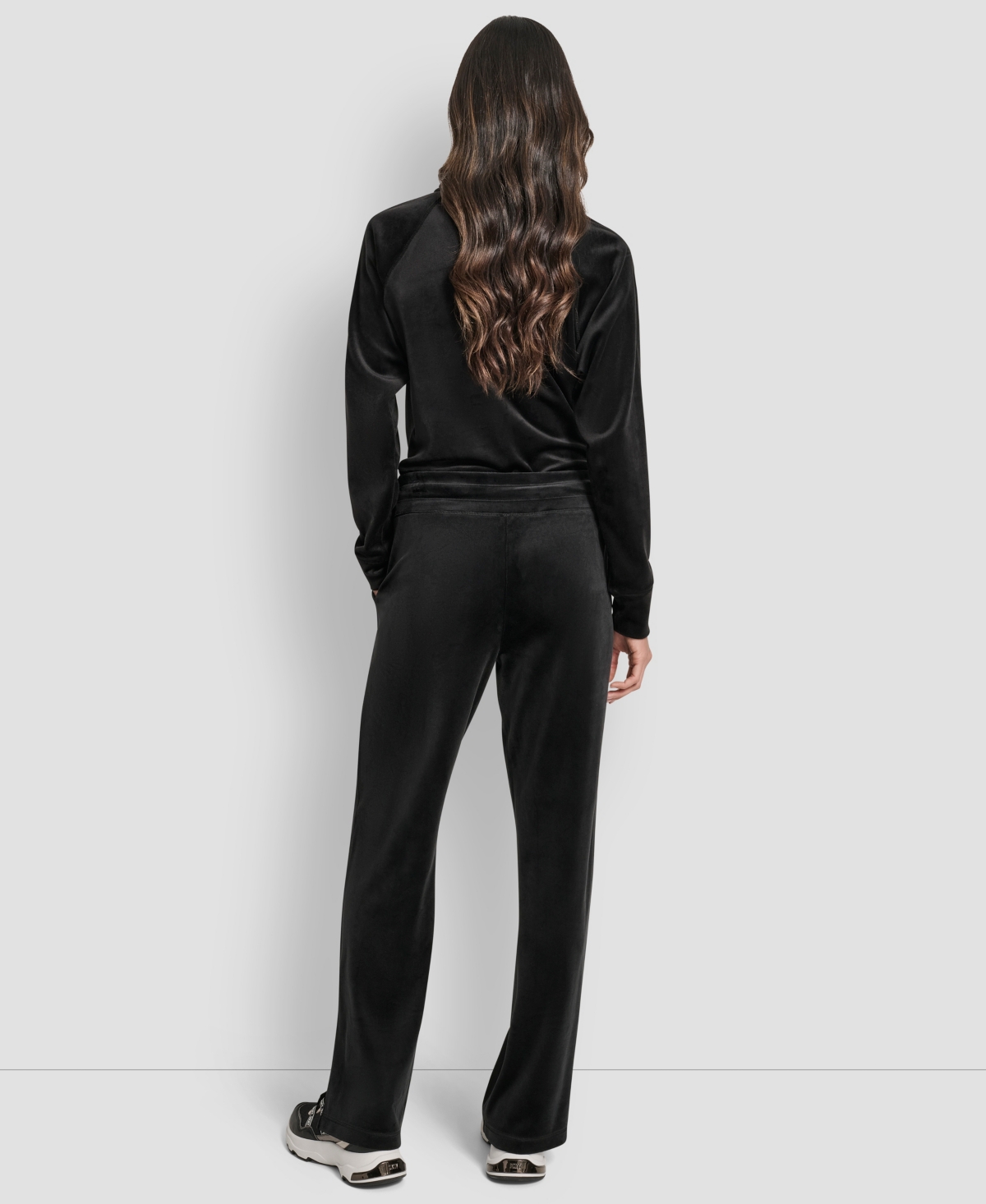 Dkny Women's Hd Embroidery Logo Slit Track Pants In Black