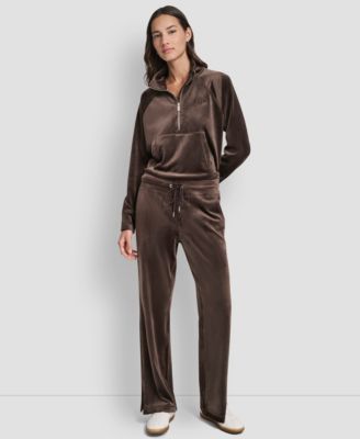 Women's Super Soft Velour HD Embroidery Logo Slit Track Pants