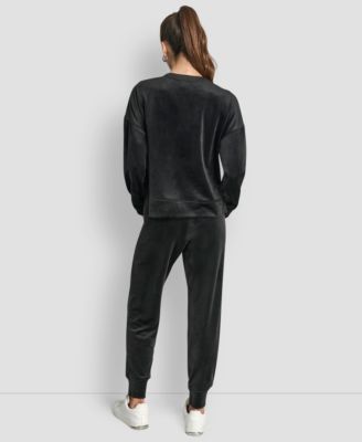 Women's Super Soft Velour Stacked Logo Mid-Rise Slim-Fit Joggers