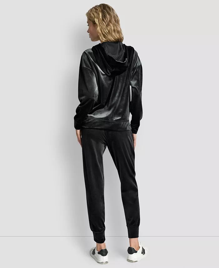Women's Platinum Velour Rhinestone Logo Full-Zip Hoodie - thumbnail 10