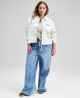 Plus Size Crocheted Denim Jacket, Macy's Exclusive