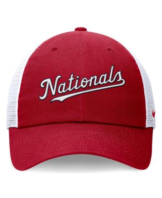 Men's Red Washington Nationals Wordmark Adjustable Trucker Hat