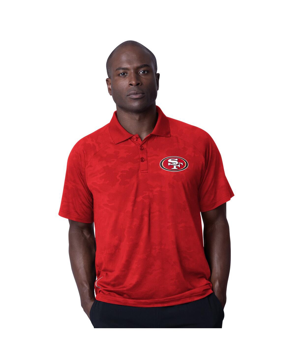 Msx by Michael Strahan Men's Scarlet San Francisco 49ers Baseline Raglan Polo Shirt